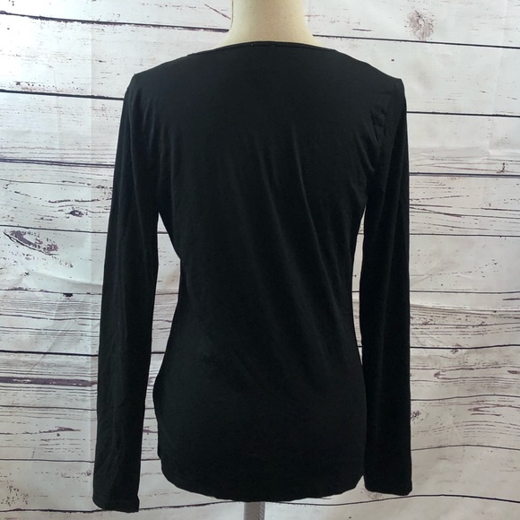 ANNE KLEIN Red and Black Long Sleeve Top - Picture 2 of 5